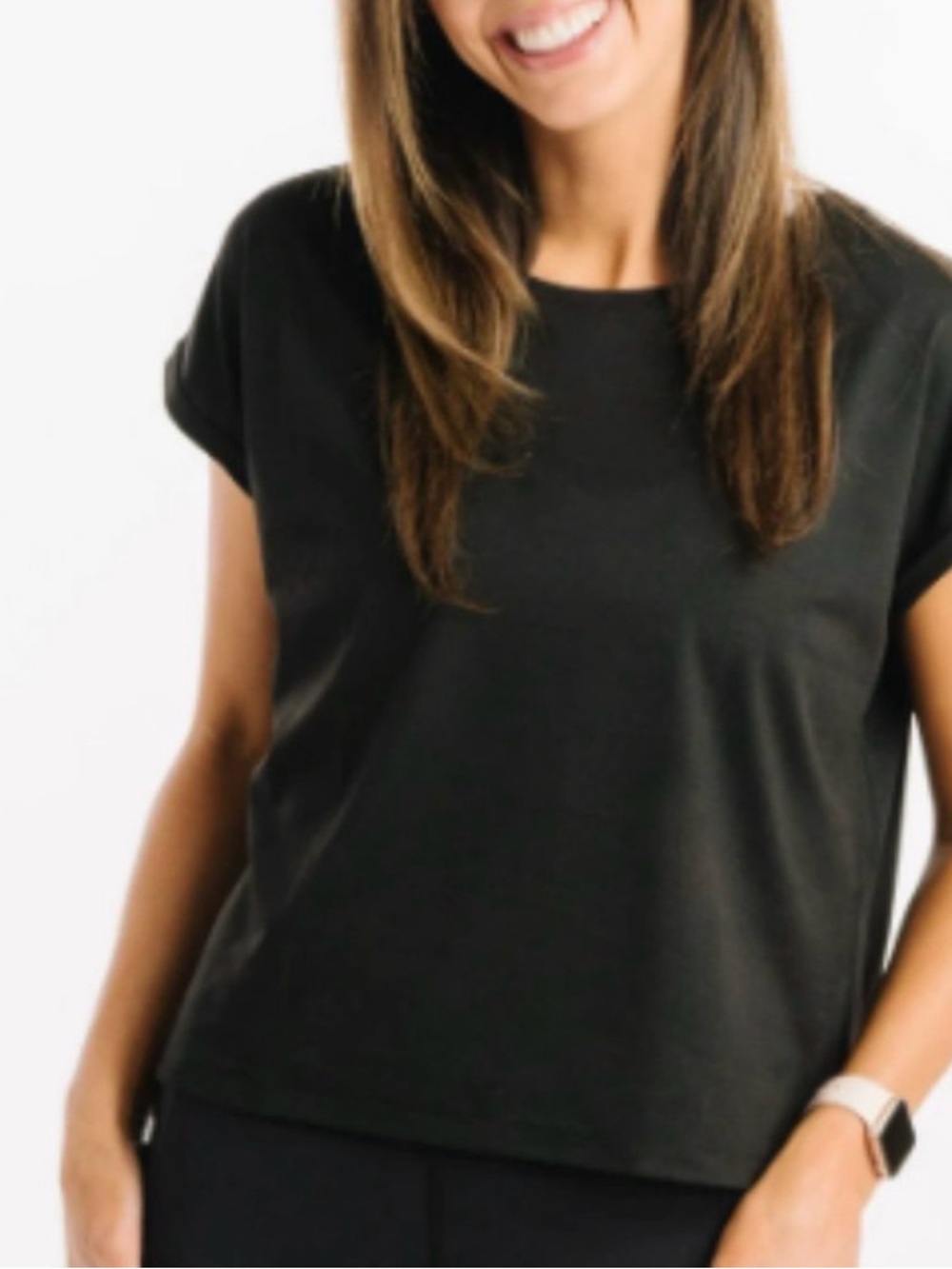 ZYIA Women's Black Crop Tee - Casual Short Sleeve Top